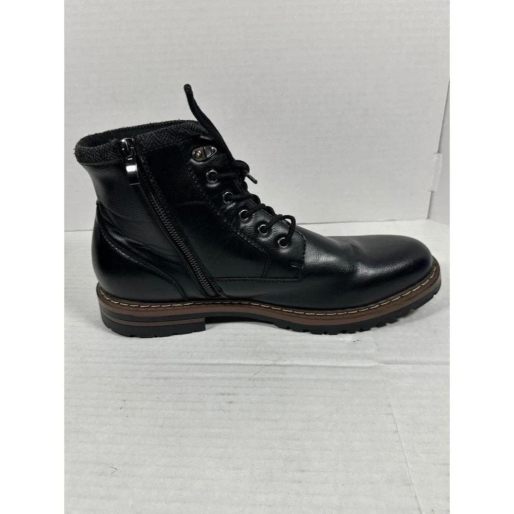 Madden NYC Mens Combat Boots Black Lace Up Side Zip MNMN43AM676 Size 12‎
